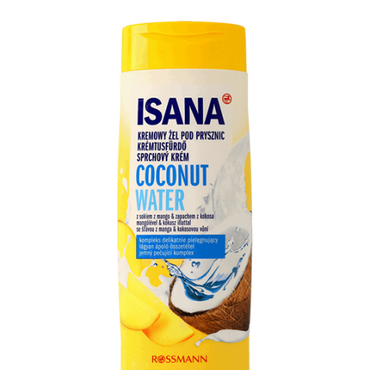 ISANA  -  Isana, Coconut Water mit Mangosaft und Kokos- Duft Cremedusche (Kremowy żel pod prysznic z wodą kokosową i sokiem z mango)